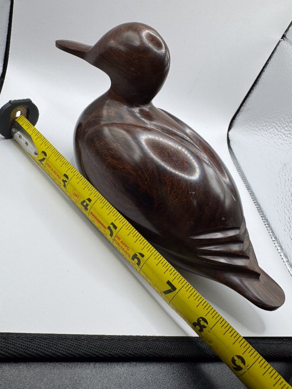 Vintage Hand Carved Ironwood Duck Sculpture Heavy Bird Figurine Decor - Picture 8 of 9